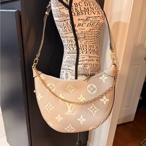 Designer Beige Shoulder Bag with Gold Accents